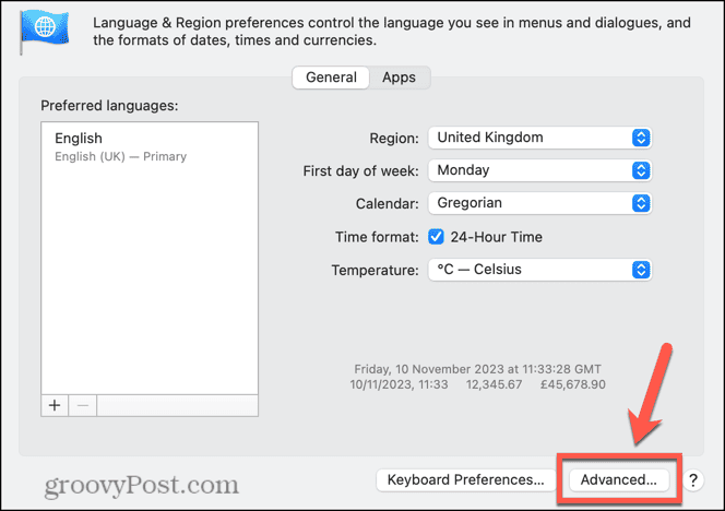mac avancerede sprog- og regionsindstillinger
