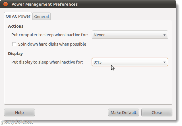 Sæt skærm i dvale, ubuntu strømstyring