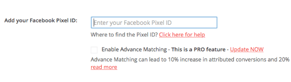 Indsæt dit pixel-id fra Facebook i PixelYourSite-pluginet.