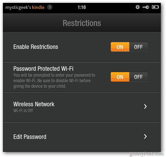 Kindle Fire: Password Protect WiFi