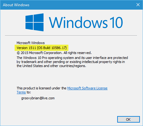Windows 10 bygger 10586.17