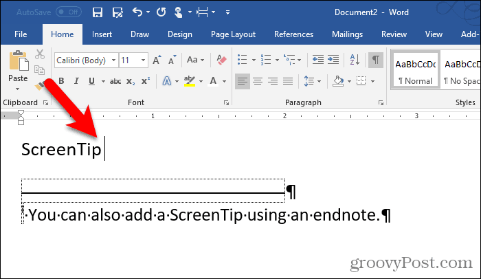 Farve ændrede sig på slutnotetallet i Word