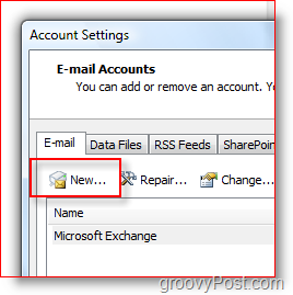 Opret ny e-mail-konto i Outlook 2007