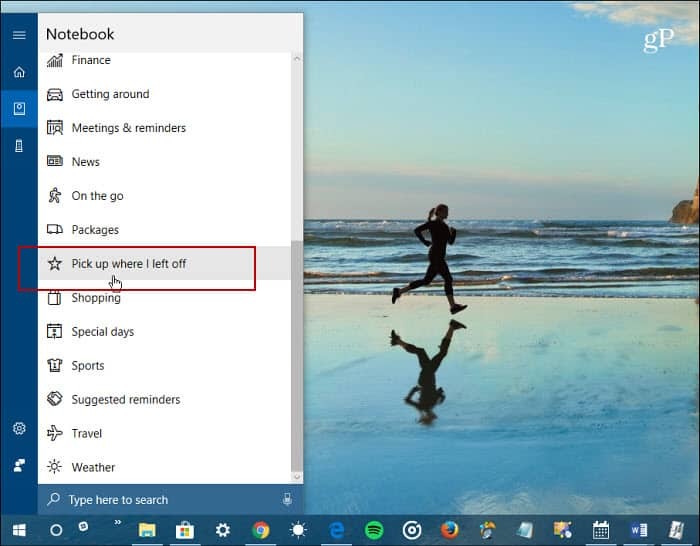 Cortana Notebook Hent hvor jeg slap