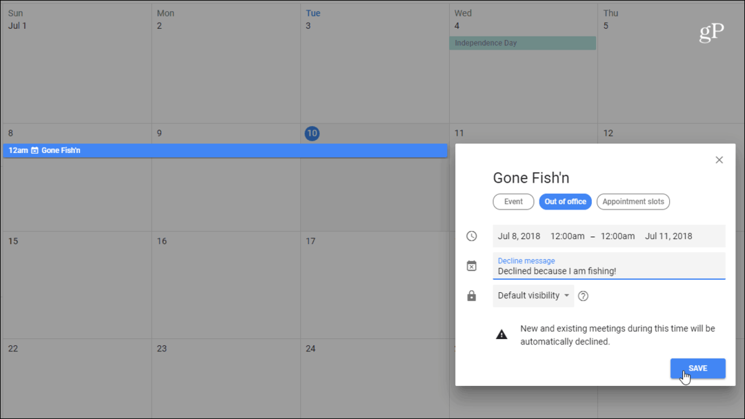 Sådan bruges Out of Office-tilstand med Google Kalender