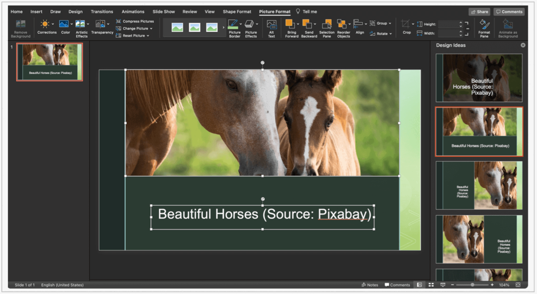 Microsoft PowerPoint på Mac indsæt billedtekst
