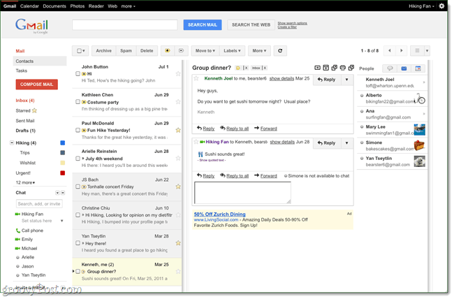 Gmail Labs: En ny læserute, ligesom Outlook