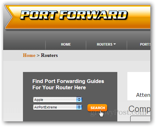 finde en routeguide på portforward.com