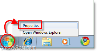 start menuegenskaber i windows 7