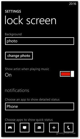 Windows Phone 8 tilpasser indstillinger for låseskærm