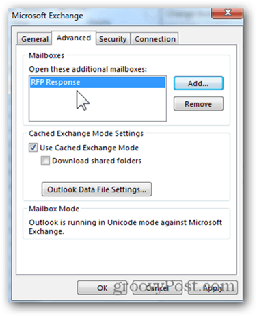 Tilføj postkasse Outlook 2013 - Klik på OK for at gemme