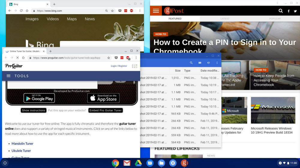 Flere Windows-åbne Chromebook