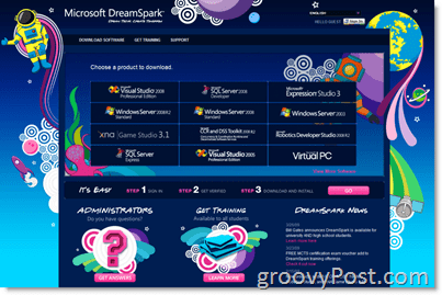 Microsoft DreamSpark-hjemmeside - Gratis software til studerende på studenter og gymnasier