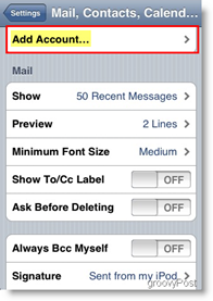 Apple iPhone og iPod Touch Tilføj postkonto