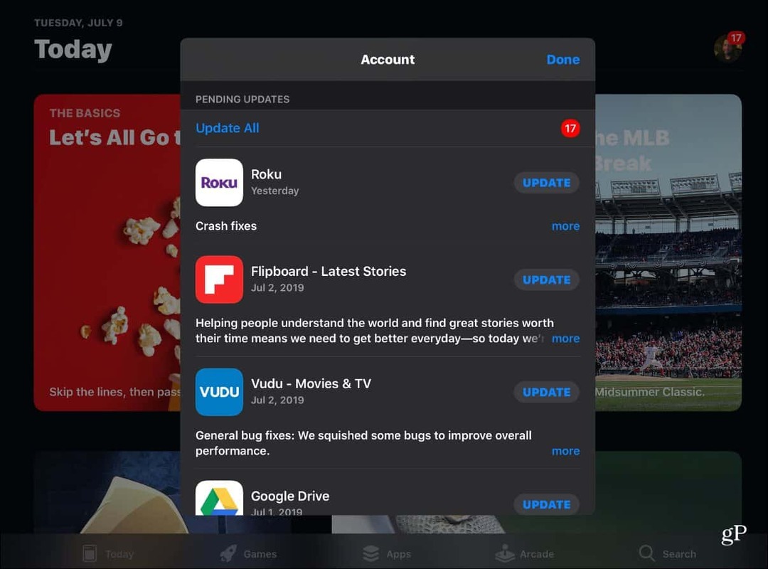 Sådan finder du og manuelt opdaterer apps på iOS 13 i App Store