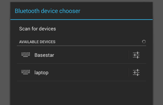 Vælger af Android Bluetooth-enhed
