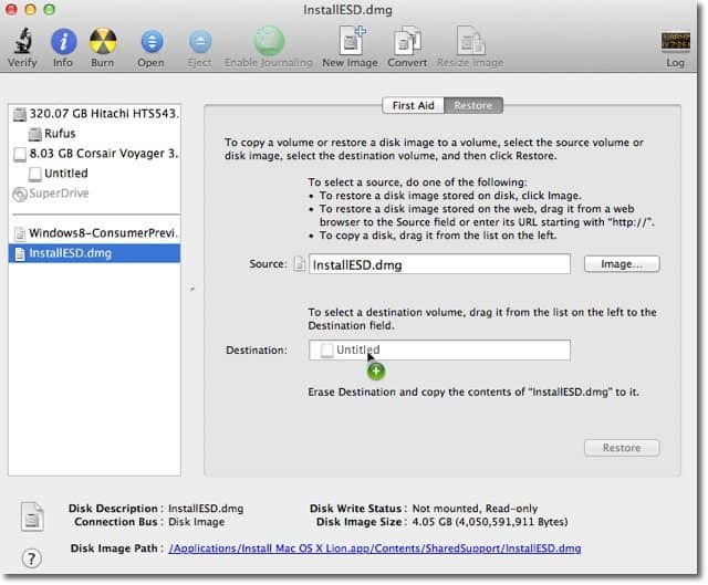 Apple OS X Lion: Sådan opretter du Bootable Disk Image