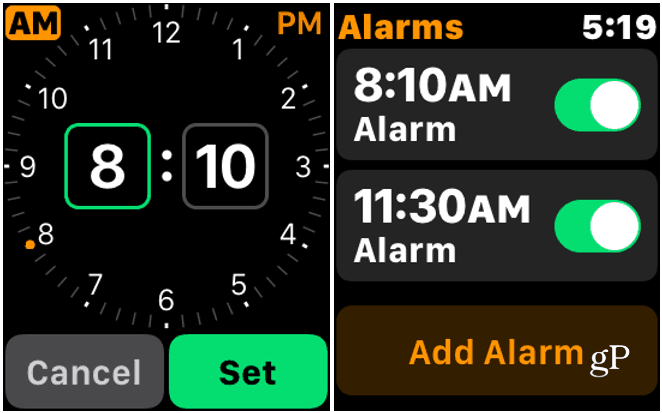 2 Indstil alarm Apple Watch