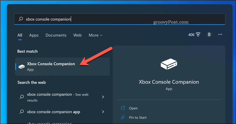 Åbn Xbox Companion-appen på Windows 11