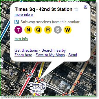 google maps vil endda fortælle dig, hvilke tjenester der er tilgængelige på hver station
