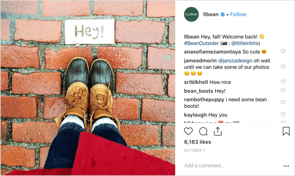 Efterårsvejr, mode og filtre fra L.L. Beans Instagram.