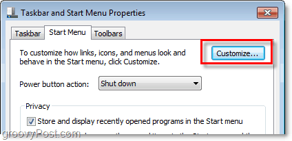 tilpas Windows 7-menuen