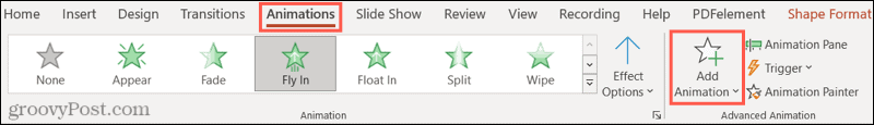 Tilføj en animation i PowerPoint
