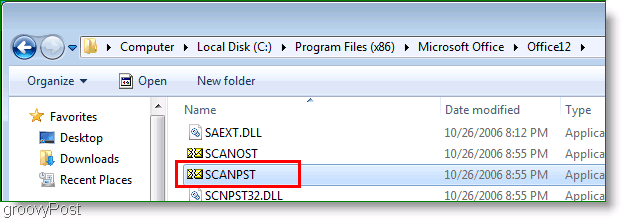 Skærmbillede - Outlook 2007 ScanPST