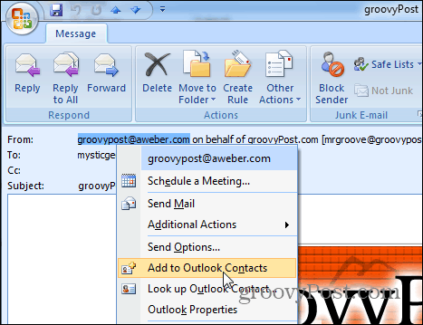 Føj til kontakter Outlook 2007
