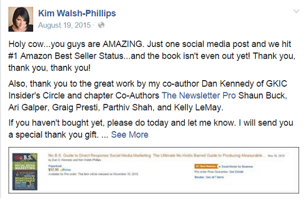 Kim Walsh Phillips Facebook-indlæg om Amazon
