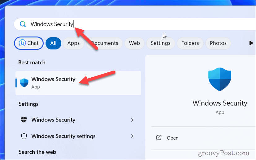 Åbn Windows Security