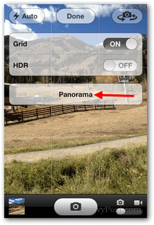 Tag iPhone iOS Panoramic Photo - Tryk på Panorama