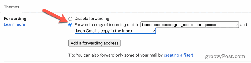 Aktiver Gmail-videresendelse