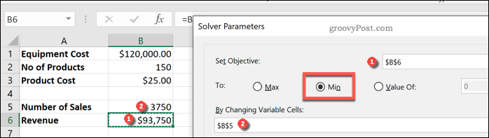 Indstilling af Excel Solver-variabler