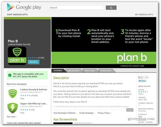 Plan B Finder din mistede eller stjålne Android-smartphone uden først at installere den