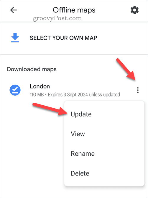 Opdater et offline Google Maps-kort