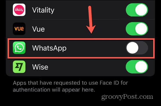 whatsapp ansigts-id deaktiveret