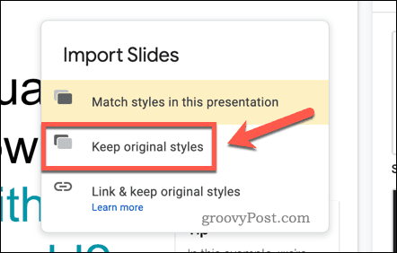 Import af slides i Google Slides