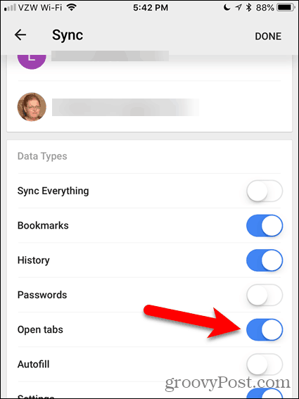 Aktivér Åbn faner i Chrome til iOS