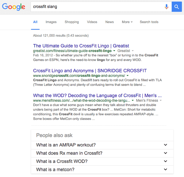 google crossfit slang søgning