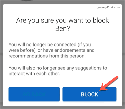 Blokering af en bruger på LinkedIn