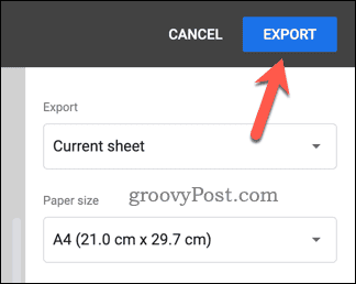 Eksporter Google Sheets til PDF-knap