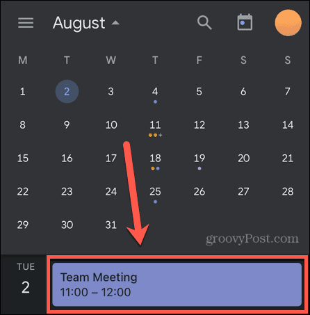 google kalender begivenhed mobil