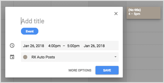 Google Kalender tilføj begivenhed