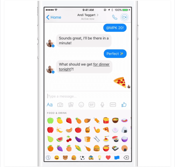 facebook messenger emoji-størrelse