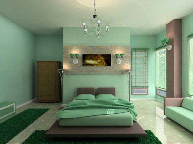 Vandgrønt soveværelse