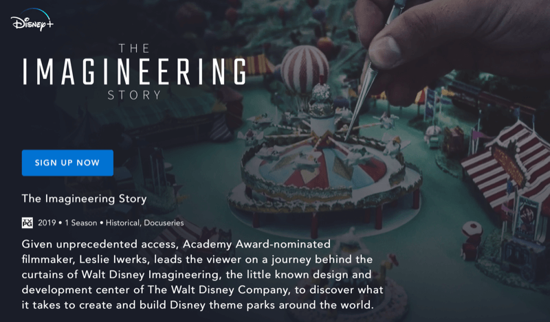Disney + webside til The Imagineering Story