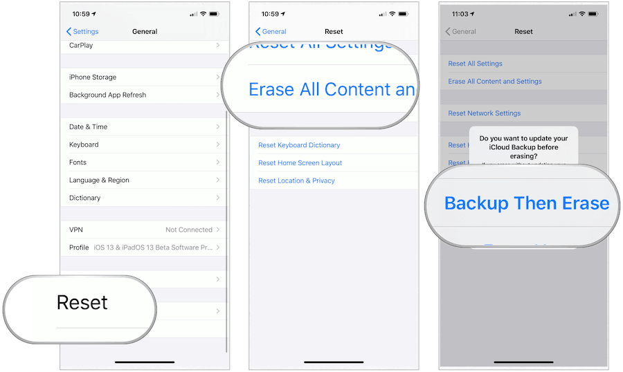 iOS-sikkerhedskopi slettes derefter