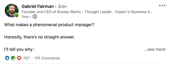 eksempel på LinkedIn stiller spørgsmål