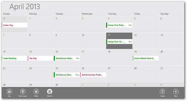 Kalender-app Windows RT